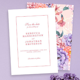 Reserva La Fecha Boda Floral Vintage Acuarela Rosa Melocotón