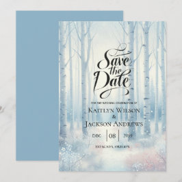 Reserva La Fecha Boda Forestal de Birch Azul Escarcha