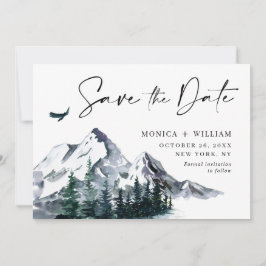 Reserva La Fecha Boda Forestal de las Montañas de Acuarela