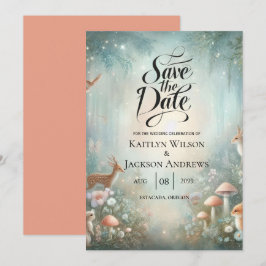 Reserva La Fecha Boda forestal encantado verde azulado y de color