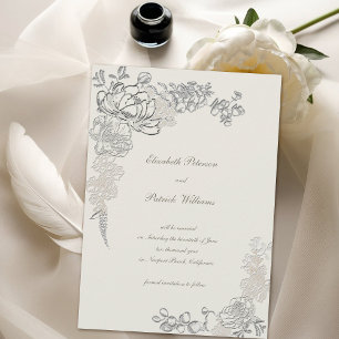 Reserva La Fecha Boda formal de Peony Calligraphy Grabado en reliev