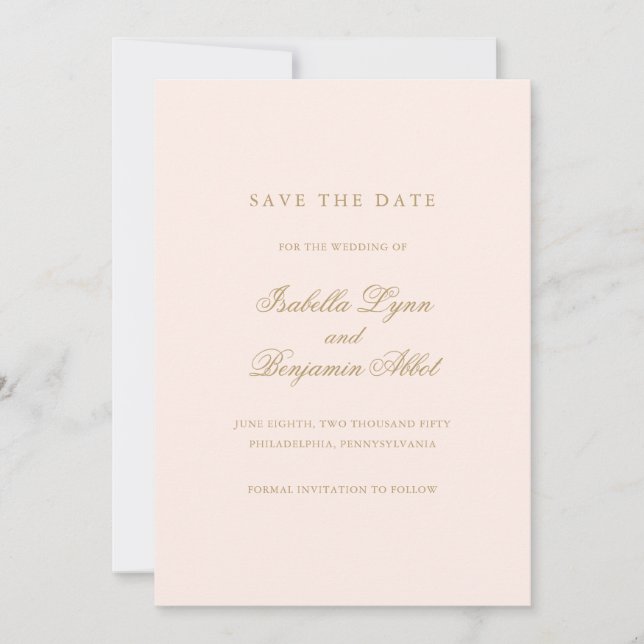 Reserva La Fecha Boda Formal Elegante Rosa Clásico Tradicional (Anverso)
