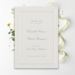 Reserva La Fecha Boda Formal Moderna Clásica Elegante Verde Sage Ec
