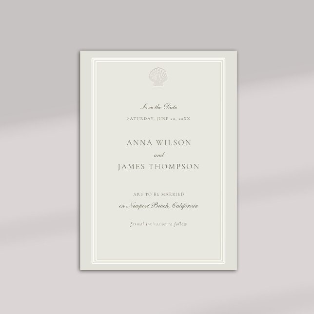 Reserva La Fecha Boda formal Nautical Seashell Classic Ecru (formal wedding save the date nautical beach ocean modern classic ecru triple frame calligraphy type)