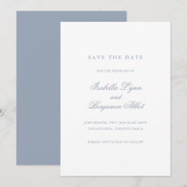 Reserva La Fecha Boda Formal Tradicional Polvo Azul Elegante