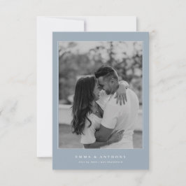 Reserva La Fecha Boda Formal Vintage Azul Polvoriento Monograma