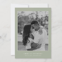 Reserva La Fecha Boda Formal Vintage Verde Salvia Monograma