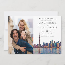 Reserva La Fecha Boda Foto Acuarela de la Silueta de Toronto