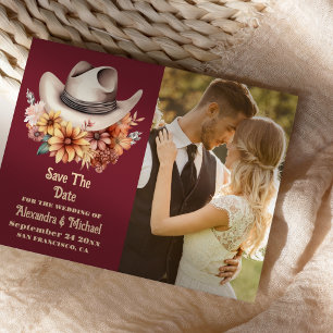 Reserva La Fecha Boda Foto Boho Floral Western