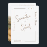 Reserva La Fecha Boda Foto Contemporánea Blanca Save the Date<br><div class="desc">Foto save the date. Fondo blanco.  Moderno.  Sitio web de boda e invitación que seguirá en la parte posterior,  así como foto. Texto dorado.  Redondeado.</div>