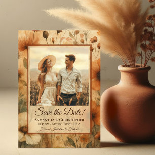 Reserva La Fecha Boda Foto de Acuarela Bohemio de Flores Silvestres