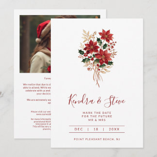 Reserva La Fecha Boda Foto Navideña con Poinsettia Festiva TLW26