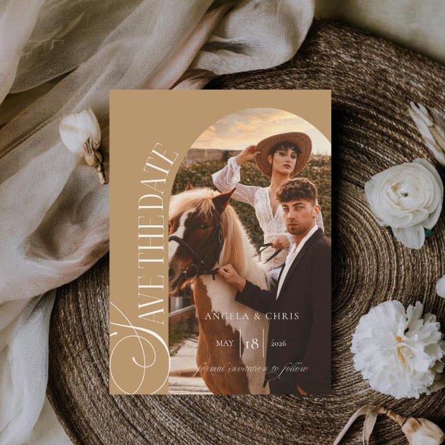Reserva La Fecha Boda Foto Oeste Rústico Caligrafía Elegante (Subido por el creador)