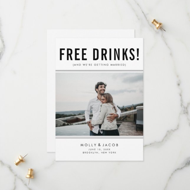 Reserva La Fecha Boda fotográfica con bebidas gratis divertidas sal (Anverso/Reverso In Situ)