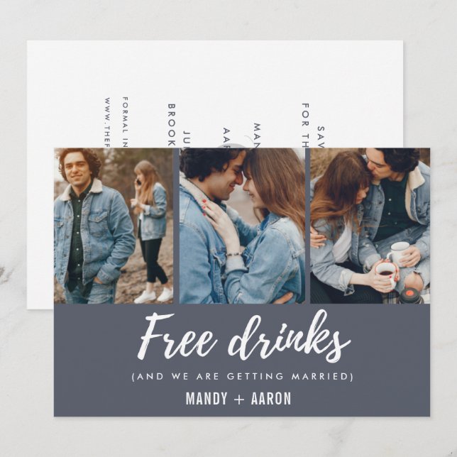 Reserva La Fecha Boda fotográfica con guión de bebida gratuita Guar (Anverso / Reverso)