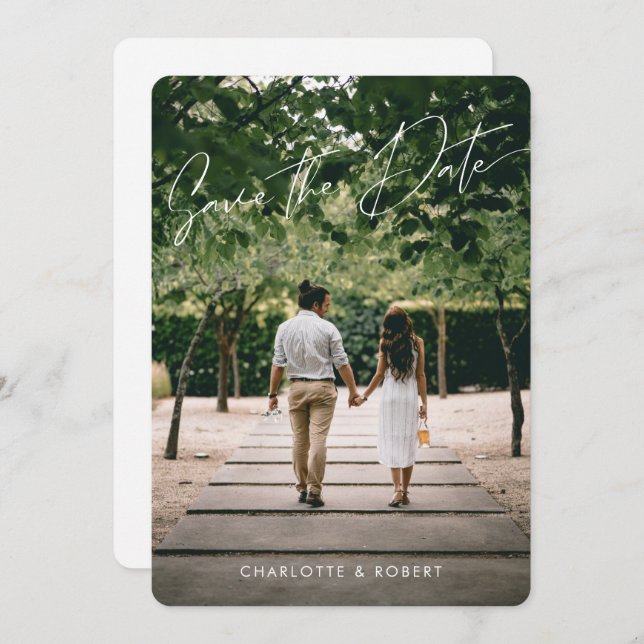 Reserva La Fecha Boda fotográfica con guión moderno Guardar la plan (Anverso / Reverso)