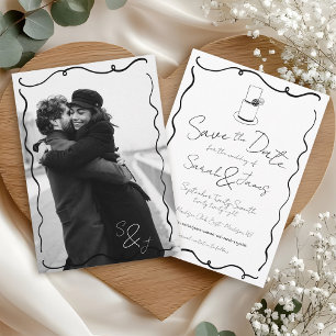 Reserva La Fecha Boda fotográfico blanco y negro con grietas de man