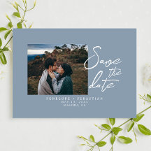 Boda fotográfico Boho Dusty Blue Calligraphy