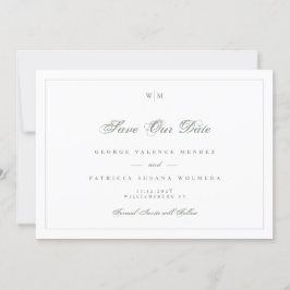 Reserva La Fecha Boda fotográfico clásico monograma gris sage