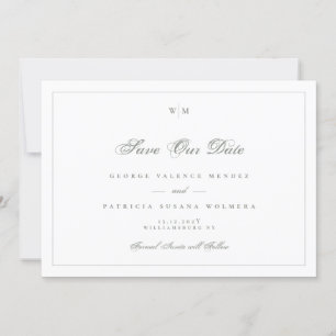 Reserva La Fecha Boda fotográfico clásico monograma gris sage