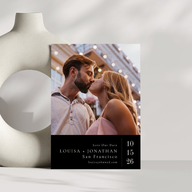 Reserva La Fecha Boda fotográfico contemporáneo elegante oscuro neg (Subido por el creador)