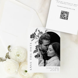 Reserva La Fecha Boda fotográfico de arcos de tela floral blanco y 