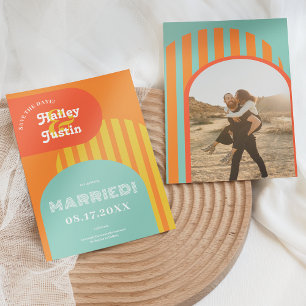 Reserva La Fecha Boda fotográfico de barro retro de los años 70