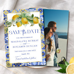 Reserva La Fecha Boda fotográfico de Blue Tile Lemons Mediterráneo