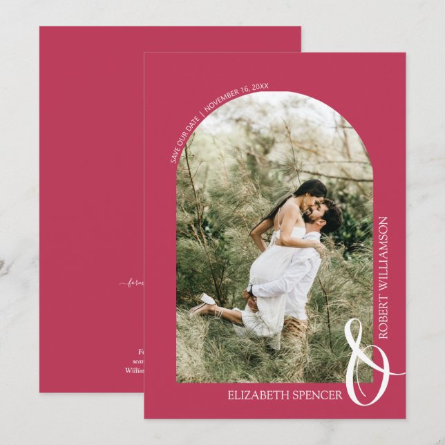 Reserva La Fecha Boda fotográfico de código QR Magenta (Anverso / Reverso)