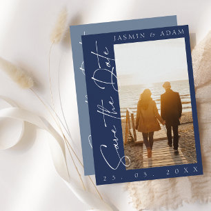 Reserva La Fecha Boda fotográfico de escritura azul de la Marina mo