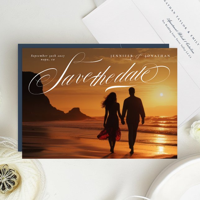 Reserva La Fecha Boda fotográfico de escritura blanca con clase (Subido por el creador)