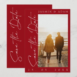 Reserva La Fecha Boda fotográfico de escritura roja de Crimson mode