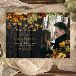 Reserva La Fecha Boda fotográfico de flores de otoño rústico
