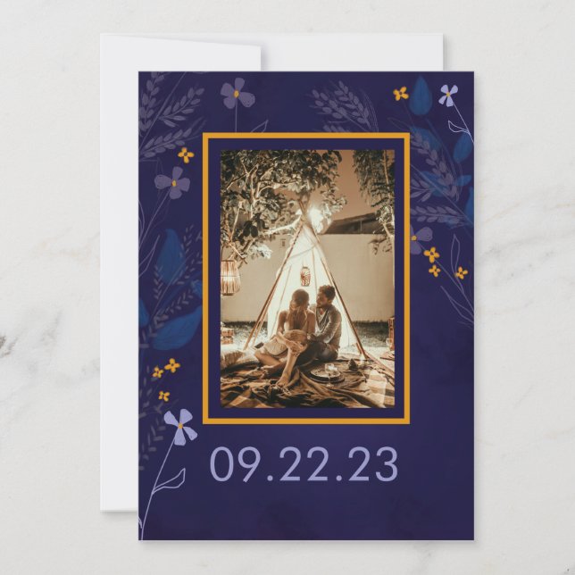 Reserva La Fecha Boda fotográfico de Ilustracion floral caprichoso (Anverso)