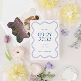 Reserva La Fecha Boda fotográfico de la ola de la lavanda azul mode