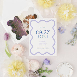 Reserva La Fecha Boda fotográfico de la ola de la lavanda azul mode