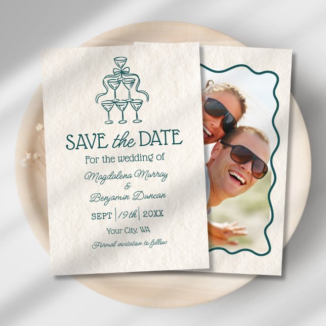 Reserva La Fecha Boda fotográfico de la torre de champagne de mano  (Subido por el creador)