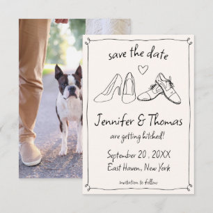 Reserva La Fecha Boda fotográfico de las zapatillas de Doodle dibuj