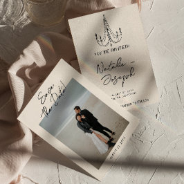 Reserva La Fecha Boda fotográfico de mano dibujado con retro quirky