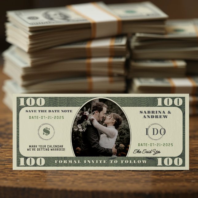 Reserva La Fecha boda fotográfico de proyecto de ley de 100 dólares (100 Dollar Bill Photo Wedding Save The Date
)