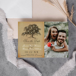 Reserva La Fecha Boda fotográfico de roble antiguo de vintage