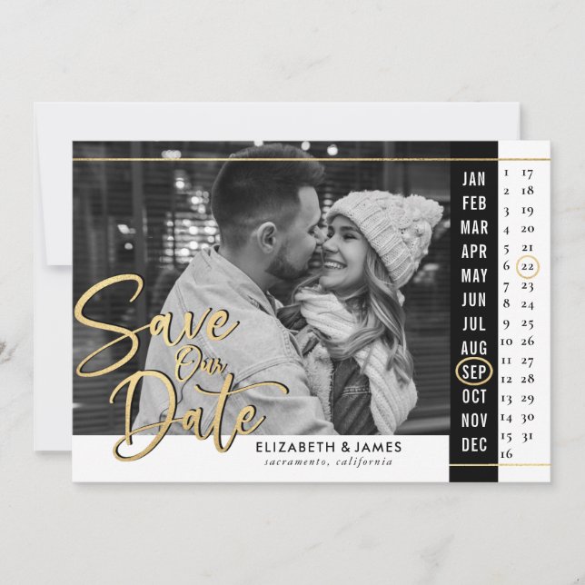 Reserva La Fecha Boda fotográfico del calendario (Anverso)