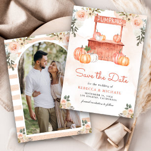 Reserva La Fecha Boda fotográfico del mercado de calabaza floral de