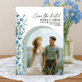 Reserva La Fecha Boda fotográfico Dusty Blue & Sage Wildflowers Arc