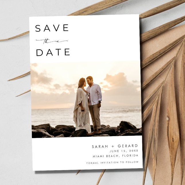 Reserva La Fecha Boda fotográfico elegante de destino de playa (Beach Destination Elegant Photo Wedding Save The Date)