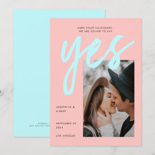 Reserva La Fecha Boda fotográfico moderno neón rosado de gran guión