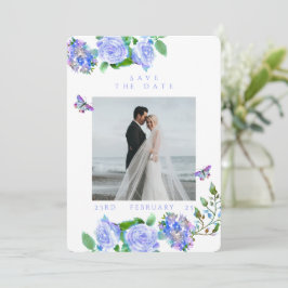 Reserva La Fecha Boda fotográfico monograma de cinta Rosa azul