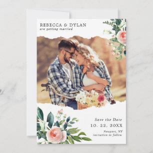 Reserva La Fecha Boda fotográfico romántico Personalizado floral ro