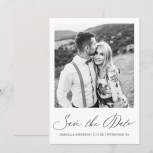 Reserva La Fecha Boda fotográfico simple de caligrafía de taúpe