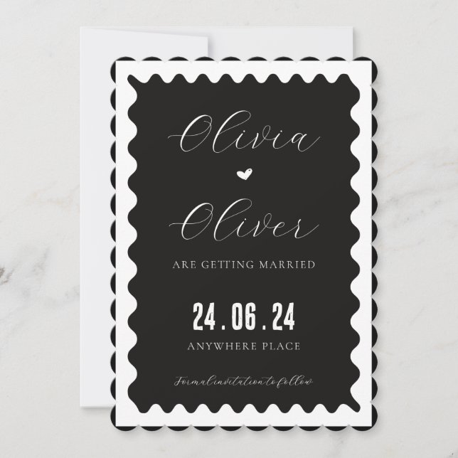 Reserva La Fecha boda fotográfico único en blanco y negro (Anverso)